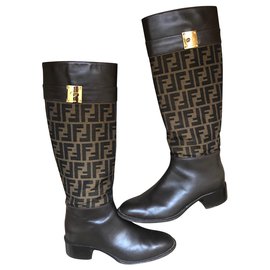 Fendi-Monogram boots-Brown