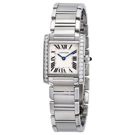 Cartier-Reloj Cartier Tank Francaise Aftermarket Diamond Bezel 2384-Blanco