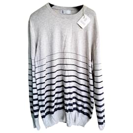 Brunello Cucinelli Grauer Baumwollpullover Herren Grau