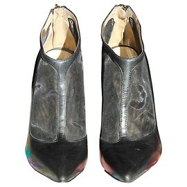 Stivaletti Sam Edelman in pelle nera con inserti in mesh D'oro
