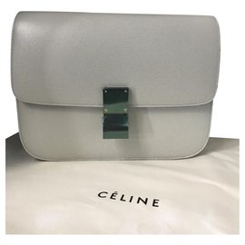 Céline-CELINE CLASSIC BOX BAG NUEVO TAMAÑO MEDIO LIEJA CUERO-Gris