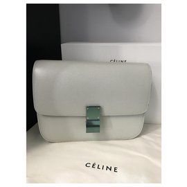 Céline-CELINE CLASSIC BOX BAG SAC NEW MEDIUM SIZE LIEGE LEATHER-Gris