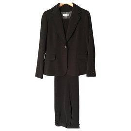 Gerard Darel Bellissimo tailleur pantalone Nero Marrone scuro