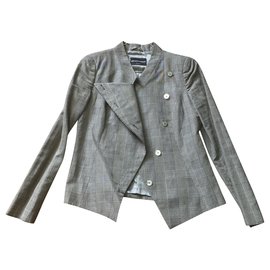 Emporio Armani-Sobretudo jaqueta curta e estruturada-Cinza