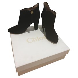 Chloé Ankle Boots Black Suede Black