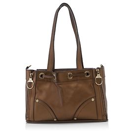 Mulberry Tote do quadrado da papoila do couro de Brown Marrom