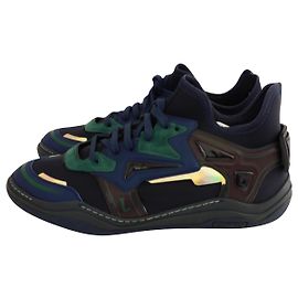 Lanvin SNEAKERS DIVING NEOPRENE MEDIO-ALTA Nero Blu navy Verde scuro