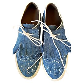 Robert Clergerie Blue Leather Flats Blue