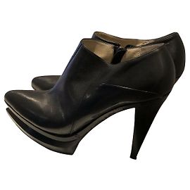 Gianfranco Ferré Black Leather Platform Ankle Boots Black