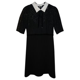 The Kooples-Petite robe noire dentelle-Noir