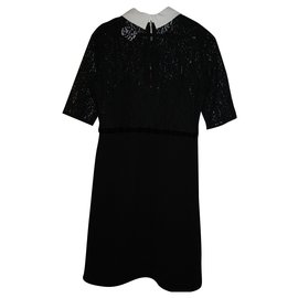 The Kooples-Petite robe noire dentelle-Noir