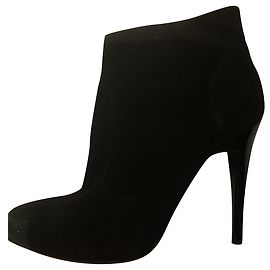 Alberta Ferretti Black Suede Ankle Boots Black