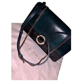 Bulgari Black Exotic Leather Handbag Black