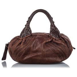 Fendi-Fendi Brown Leather Mini Spy-Brown,Light brown,Dark brown