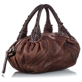 Fendi-Fendi Brown Leather Mini Spy-Brown,Light brown,Dark brown