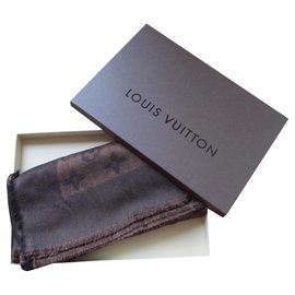 Louis Vuitton-Silk stole 1 monogram wool.-Brown