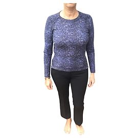 Pull Zadig & Voltaire en alpaga bleu et noir Noir Imprimé léopard Bleu Marine