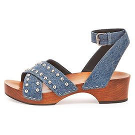 Saint Laurent SANDALI IN DENIM CON BORCHIE Marrone Blu