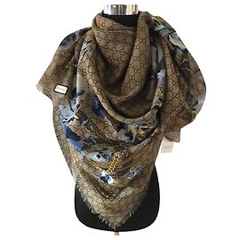 gucci, SCIARPA GUCCI BLU FLOREALE NOVITÀ Blu Beige