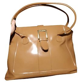 Autre Marque Brown Glossy Leather Handbag Brown