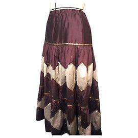 Autre Marque Silk long skirt chocolate Chocolate