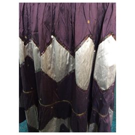 Autre Marque-Silk long skirt 100%-Chocolate