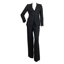 Armani Striped wool pantsuit Black White