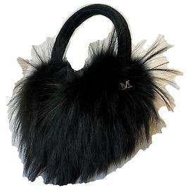 Maison Michel Cache-oreilles Victoria Fur Maxi Noir