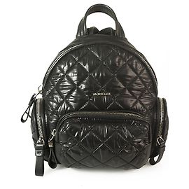 MONCLER Florine Small Backpack in black quilted nylon fabric bag zipper pockets Black