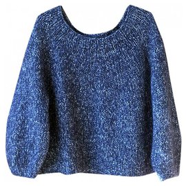 Mes Demoiselles ... pull boule mohair & coton Bleu