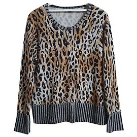 Autre Marque Cardigan léopard Elegance Paris en laine et cachemire Multicolore Imprimé léopard
