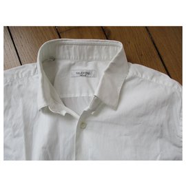 Valentino-Camisa branca, clássico, taille 39.-Branco