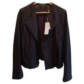 Vince-Elegante chaqueta con cremallera-Marrón oscuro