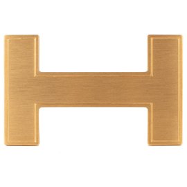 Hermès-Boucle de ceinture Hermès modèle "Quizz" en métal doré brossé état neuf !-Doré