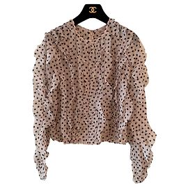 Rüschenbluse mit rosa Tupfen Giambattista Valli x H & m Schwarz Pink