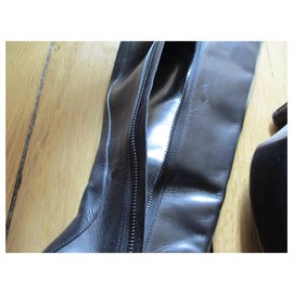 Balenciaga-botas de couro preto, 36,5 ISTO.-Preto