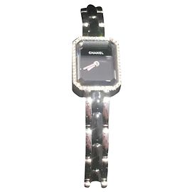 Chanel Premier watch steel and black ceramic diamond bezel Black Silvery