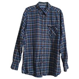 Paul Smith Check Pattern Cotton Shirt Blue Green Orange XL Blue Multiple colors Green Orange