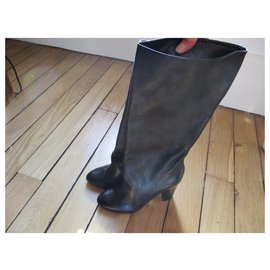Chloé-Black calf leather boots, 36,5.-Black