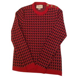 Gucci-Jacquard-Pullover neu mit Rechnung-Schwarz,Weiß,Rot