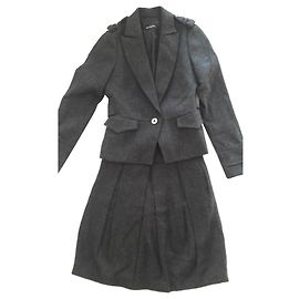 Massimo Dutti wool skirt suit, Size 38, blue and grey colour Blue