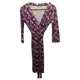 Diane Von Furstenberg-Vestido cruzado de jersey de seda-Multicolor,Púrpura
