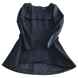 Vestido Chanel preto de seda lã e nylon Preto