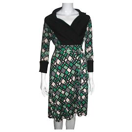 Diane Von Furstenberg Zerlinda vestido de jérsei de seda Preto Multicor Verde