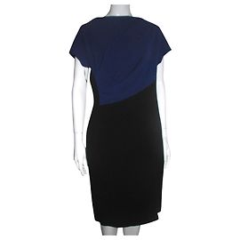 Escada Colourblock-Kleid Schwarz Blau