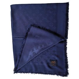 Echarpe Louis Vuitton Monogram em seda azul marinho Azul marinho
