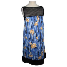 M Missoni-Dress with inside leget lace-Blue,Multiple colors
