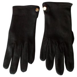 Gucci-GUCCI  Black suede Gloves-Black