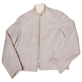 Hermès leather reversible jacket Grey Eggshell