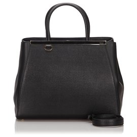 Fendi-Fendi Black Medium 2Jours Leather Satchel-Black